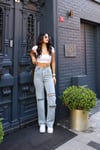 Yüksek Bel Yırtıklı Wide Leg (Palazzo) Jean