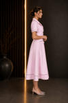 PEMBE BELDEN OTURTMALI BİYELİ KADIN ELBİSE