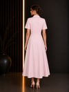 PEMBE İNCİ DETAYLI MİDİ ELBİSE