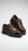 ÖZARI - 263 EVA TABAN KROKO DESENLİ HAKİKİ DERİ KAHVE ANTİK AYAKKABI