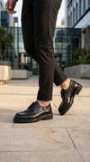ÖZARI - 263 EVA TABAN KROKO DESENLİ HAKİKİ DERİ SİYAH ANTİK AYAKKABI