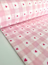 1 Metre Eni 240 Cm Pembe Kalp Desenli %100 Pamuklu Kumaş