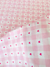 1 Metre Eni 240 Cm Pembe Kalp Desenli %100 Pamuklu Kumaş