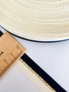 5 Metre Eni 1.5 Cm Ekru Lacivert Simli Polyester Biye