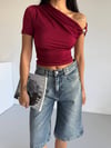BORDO OMZU DÜŞÜK BLUZ