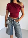 BORDO OMZU DÜŞÜK BLUZ