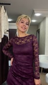 Bordo dantel detay elbise