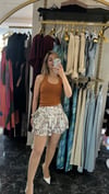 Desenli kuşaklı mini etek