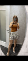 Desenli kuşaklı mini etek