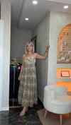 Desenli  şifon kumaş yeşil elbise