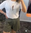 Marka model beyaz taşlı tişört