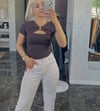 Toka detaylı kısa kol badi bluz