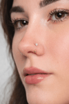 316 L Çelik Burun Piercingi Zirkon Taşlı Smiley Yarım Halka Piercing