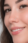 316 L Çelik Burun Piercingi Zirkon Taşlı Smiley Yarım Halka Piercing