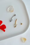 316L Çelik Uzun Bar Minimal Markiz Taşlı Göbek Piercingi 12 mm