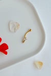 316L Çelik Uzun Bar Minimal Markiz Taşlı Göbek Piercingi 12 mm