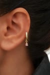8 mm Pembe Su Damlası Charm Halka Piercing – Gold & Gümüş | Helix, Kıkırdak, Lob Uyumlu