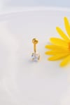 Çelik Minimal Tektaş Göbek Piercingi Zirkon Taşlı