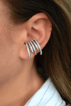 Çoklu Görünümlü Deliksiz Earcuff – 5 Sıra Zirkon Taşlı (Ayarlanabilir)