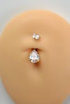 Damla Taşlı Çelik Göbek Piercingi Zirkon Taşlı Damla Model Göbek Piercing