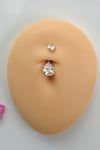 Damla Taşlı Çelik Göbek Piercingi Zirkon Taşlı Damla Model Göbek Piercing