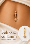 Delik Gerektirmeyen Deniz Yıldızı Figürlü Sıkıştırmalı Göbek Piercingi Mıknatıslı