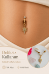 Delik Gerektirmeyen Kutup Yıldızı Figürlü Sıkıştırmalı Göbek Piercingi Mıknatıslı