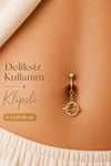 Galaksi Satürn Deliksiz Klipsli Göbek Piercingi Zirkon Taşlı Sallantılı