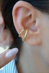 İki Sıralı Earcuff | Deliksiz Antik Kıkırdak Küpesi | Rodyum Kaplama Şık Model