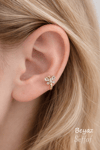 Kelebek Figürlü Halka Piercing 10 mm – Zirkon Taşlı Helix & Kıkırdak Piercing, Minimal Gold
