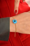 Mavi Boncuklu Çelik İnce İtalyan Zincir Bileklik Unisex Çelik İnce Bileklik