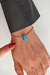 Mavi Boncuklu Çelik İnce İtalyan Zincir Bileklik Unisex Çelik İnce Bileklik