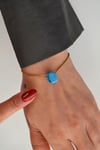 Mavi Boncuklu Çelik İnce İtalyan Zincir Bileklik Unisex Çelik İnce Bileklik