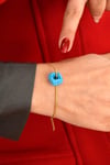 Mavi Boncuklu Çelik İnce İtalyan Zincir Bileklik Unisex Çelik İnce Bileklik