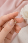 Minimal Yıldız Zirkon Taşlı Göbek Piercingi Çelik Bar