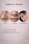 Pembe Taşlı Yarım Halka Piercing 316L Çelik Burun Hızması Helix Tragus