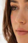 Pembe Taşlı Yarım Halka Piercing 316L Çelik Burun Hızması Helix Tragus