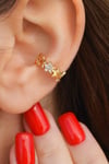 Sıra Yıldızlı Earcuff Sıkıştırma Kıkırdak Küpesi Yıldızlı