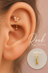 Taşlı Kelebekli Çelik Rook Piercing Daith Helix Kaş Göbek Lob Uyumlu Piercing