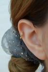 Taşlı Sıralı Mini Kalpli Halka Tragus Helix KIkırdak Piercing Forward Helix