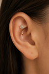 Zirkon Taşlı Çiçek Rook Piercing Çelik Bar 1.2 mm