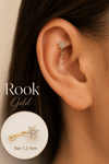 Zirkon Taşlı Çiçek Rook Piercing Çelik Bar 1.2 mm