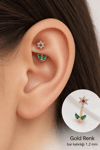 Zirkon Taşlı Çiçek Yaprak Rook Piercing Helix Kaş Kıkırdak Tragus 1.2 mm