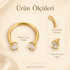 Zirkon Taşlı Gold Yarım Halka Burun Piercingi 316L Çelik 0.8 mm