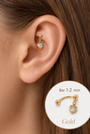 Zirkon Taşlı Kalp Charm Sallantılı Rook Piercing Çelik Bar 1.2 mm