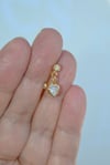 Zirkon Taşlı Kalp Charm Sallantılı Rook Piercing Çelik Bar 1.2 mm