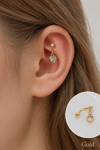 Zirkon Taşlı Kalp Charm Sallantılı Rook Piercing Çelik Bar 1.2 mm
