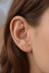 Zirkon Taşlı Kuzey Yıldızı Rook Piercing Çelik Bar 1 mm
