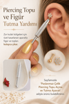Zirkon Taşlı Üçtaşlı Rook Piercing Çelik Bar 1 mm