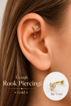 Zirkon Taşlı Üçtaşlı Rook Piercing Çelik Bar 1 mm